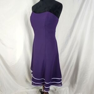 New ALFRED ANGELO Size 12 Strapless Tri Layer Purple Chiffon Lavender Satin Trim